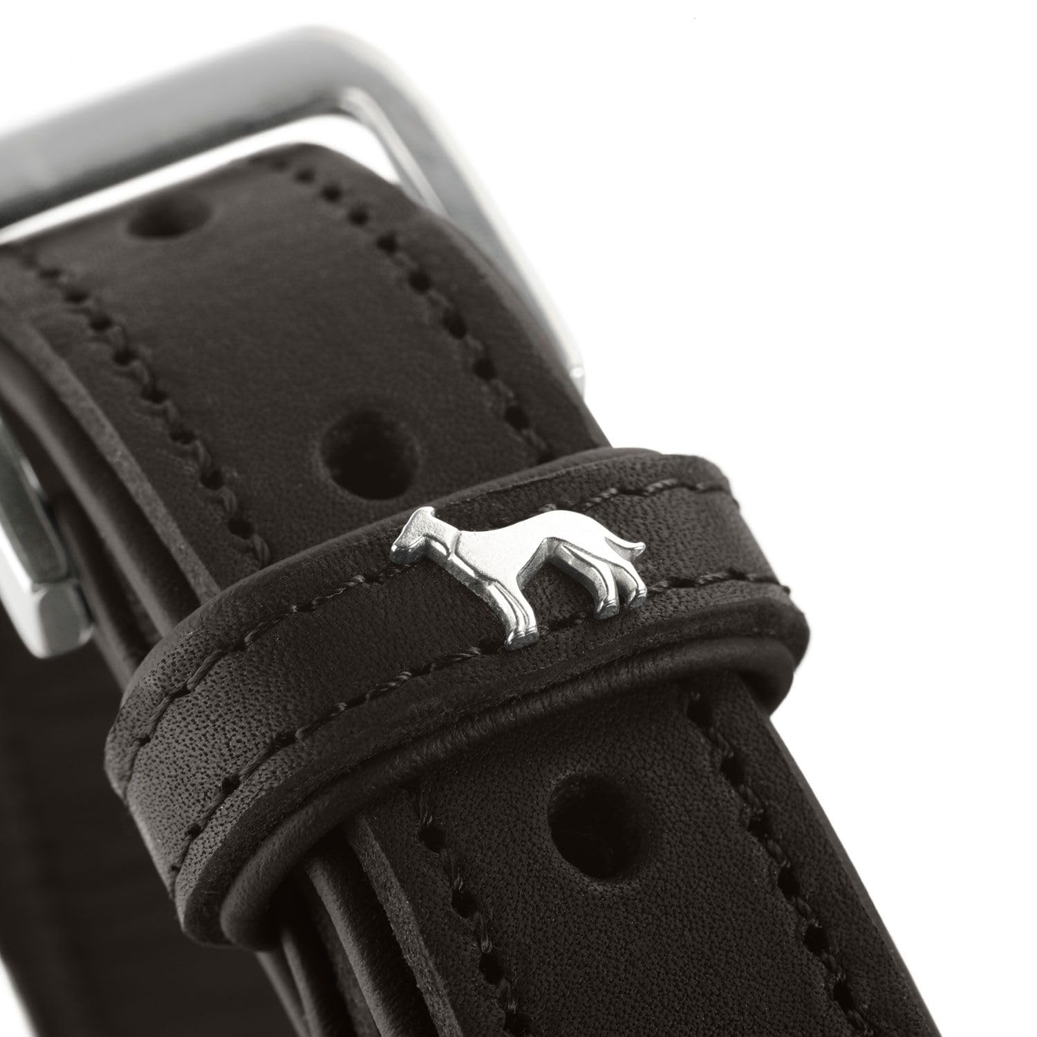 HUNTER Hundehalsband LARVIK aus Softvollrindleder, edles Lederhalsband mit Schlüsselanhänger, Farbe schwarz, Größe 60