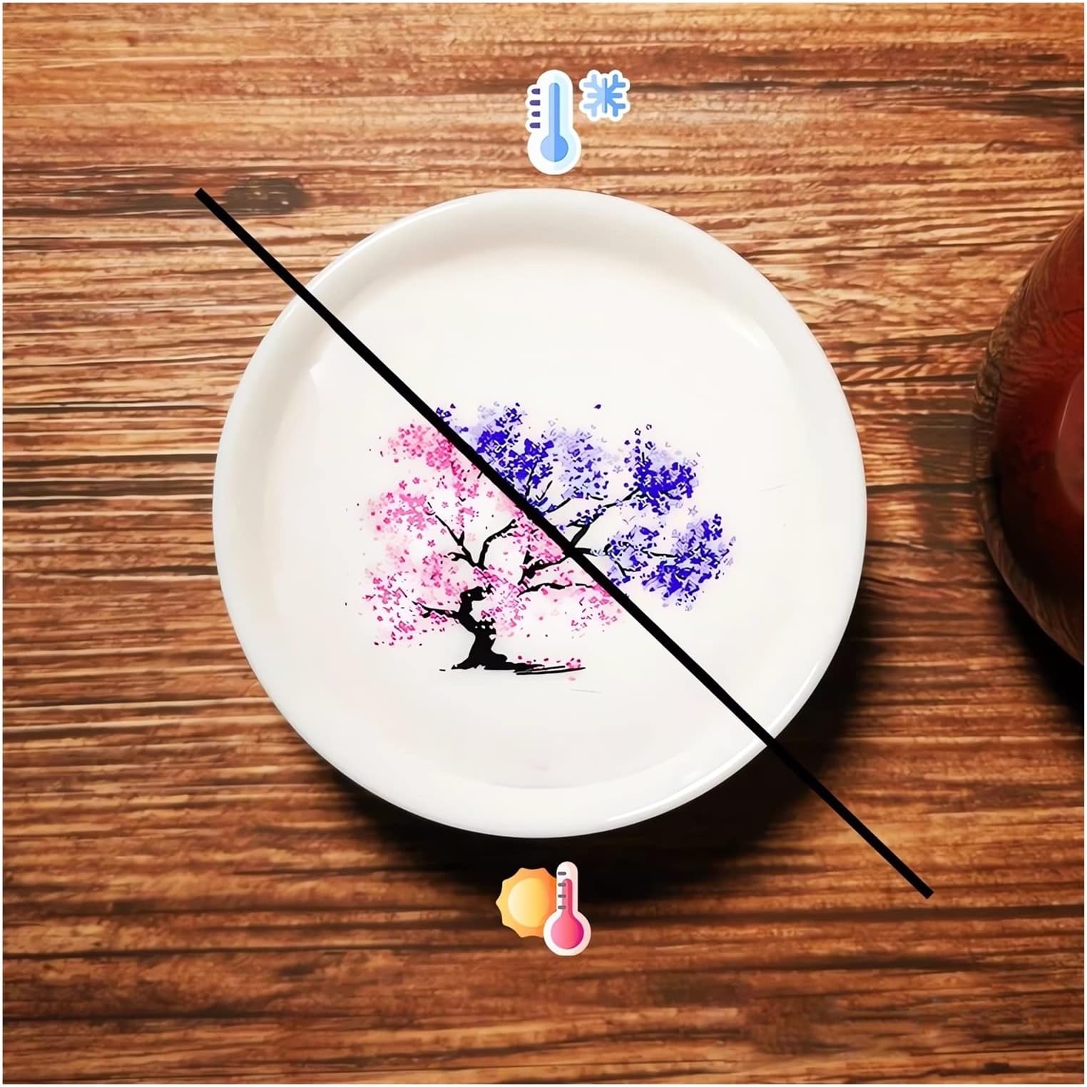 Magic Sakura Cherry Blossom Sake Cup - 2023 New Ceramic Sake Cold/Hot Temperature Color Changing Cup Glasses, Japanese Tea Wine Soju Sake Cup Glasses Set, Magical Blooming Sake Cups (Sakura- Cold＆Hot)
