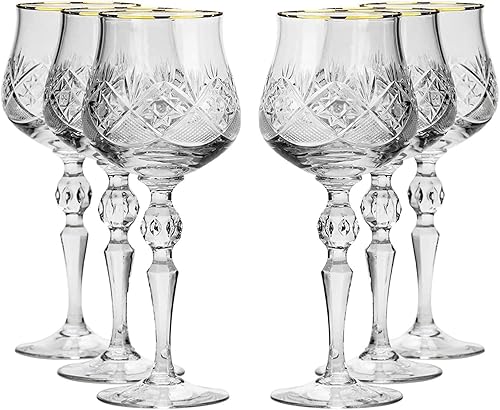 Miniatura 5 de WORLD GIFTS Elegant and Modern - Juego de 6 copas de vino hechas a mano con cristal ruso para fiestas, copa de vino de 8 onzas, juego de 6
