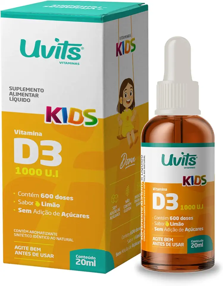 Vitamina D3 Kids Líquida com 600 Doses - Uvits
