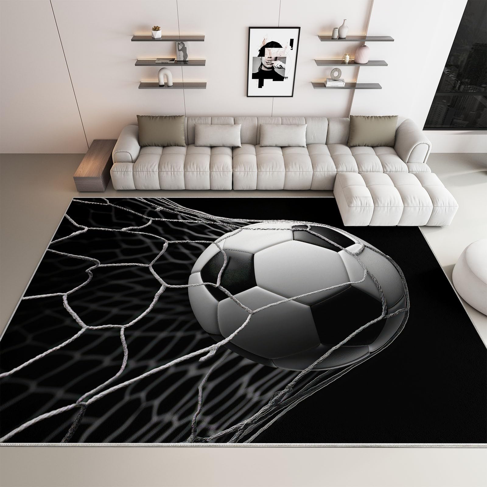 Art Gaming 80 x 150 cm Tapis de Chambre Doux Moquette, Sports Football Sports Géométrique Lavable Antidérapant Tapis de Salon - Moquette pour Salle de Séjour Chambre d'enfant Salle de Jeu