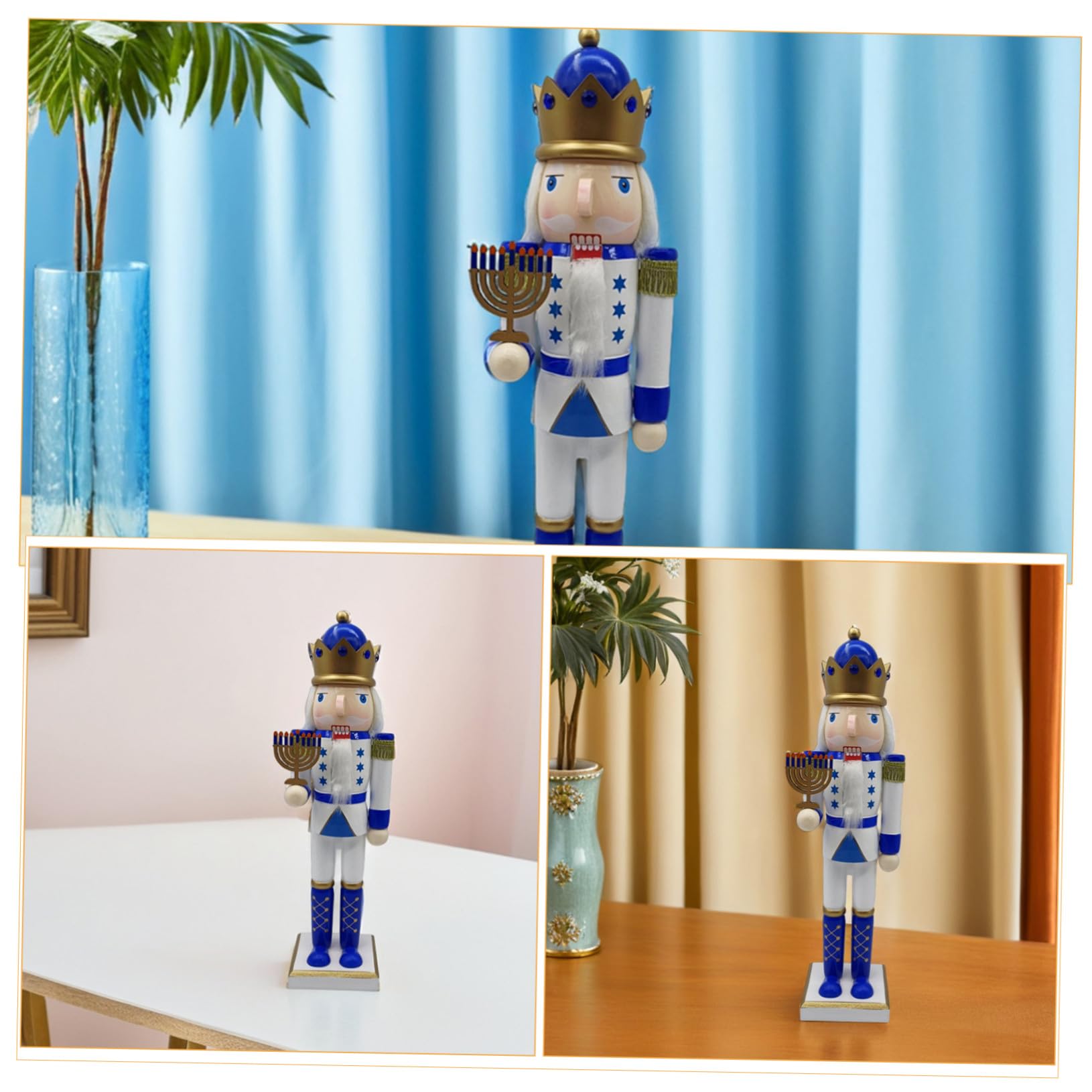ULTECHNOVO Cascanueces de Hanukkah Madera Figura de Soldado Decoración de Mesa Letrero de Menorá Adorno Festivo Judío para Fiestas y Hogar