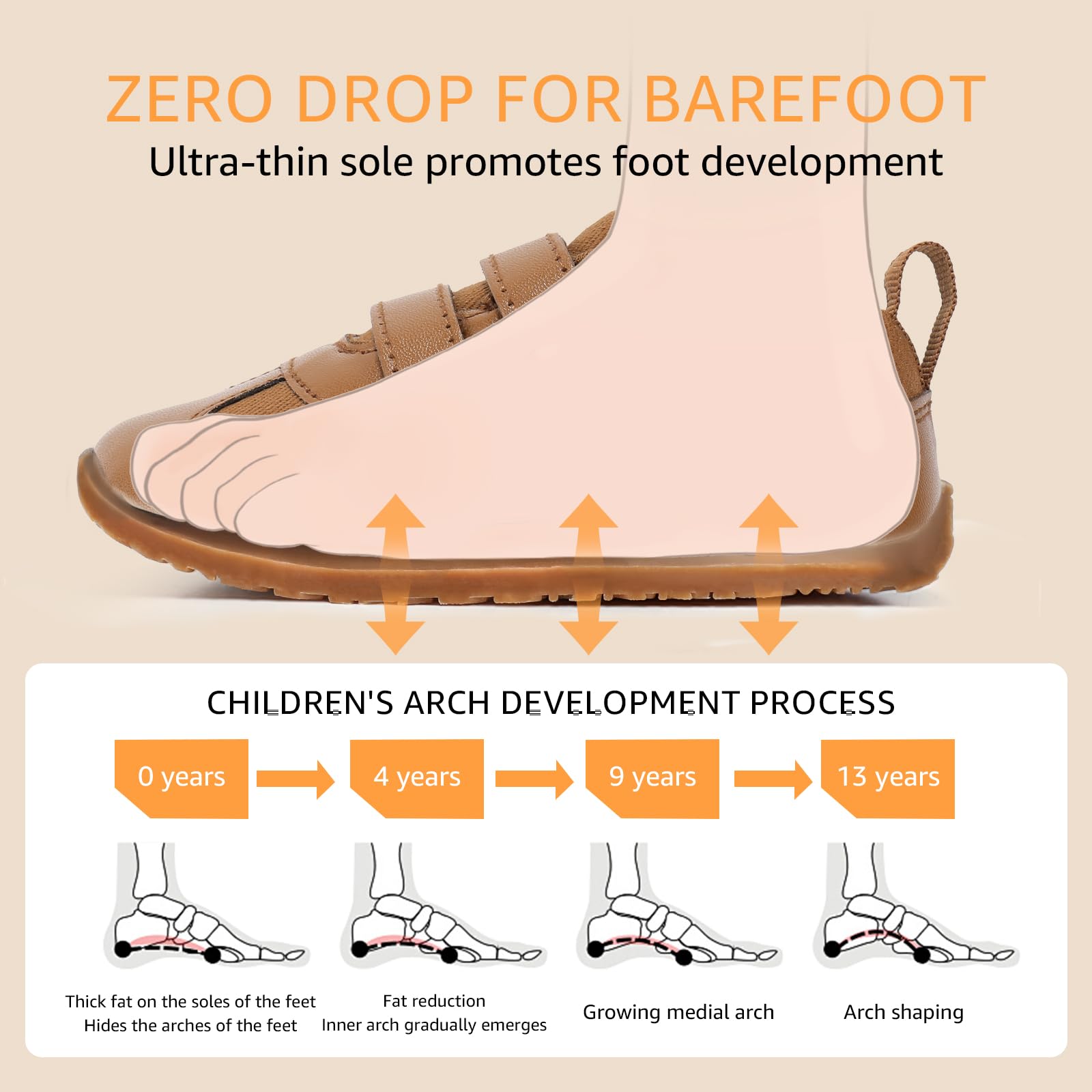 STQ KIDS Boys Girls Trainers Toddler Wide Toe Box Barefoot School Shoes Zero Drop Lightweight Baby Infant First Walking Shoe Non Slip Soft Kid Running Tennis Sneaker - 4