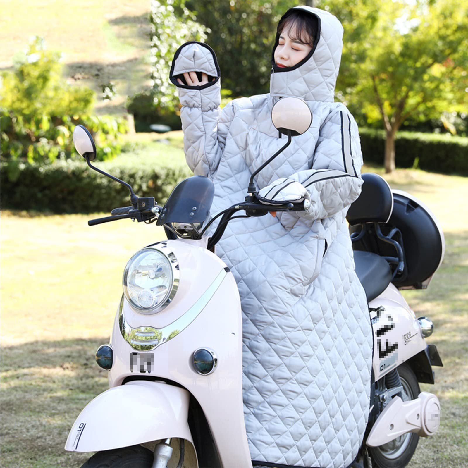 Koc na nogę hulajnogi, osłona na nogę motocykla, kołdra na przednią szybę motocykla, odzież ochronna motocykla do użytku na zewnątrz, wiatrówka na przednią szybę tramwaju(Grey,M)