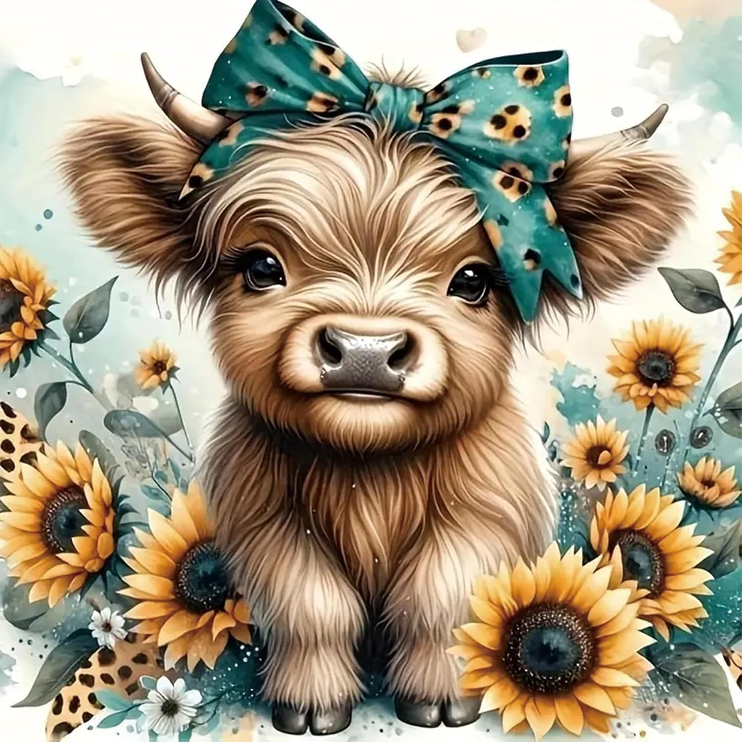 Jakener Diamond Painting0324-6 Cow Diamond Art Kits For Adults,Cattle Diamond Painting Kits For Adults Diy 5D Round Full Drill Gem Art And Crafts For Home Wall Decor 35X35cm/14X14in ﻿