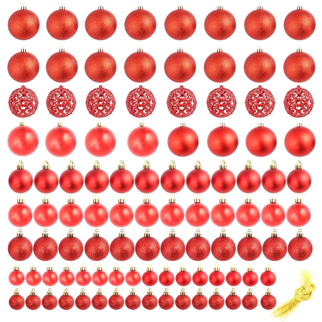 SePkus Weihnachtsbaum-Hängekugeln, 100-teiliges Weihnachtskugel-Set, 3/4/6 cm, rotes Weihnachtsbaumschmuck-Set oder Weihnachtsbaum, Zuhause, Haus, Bar, Party