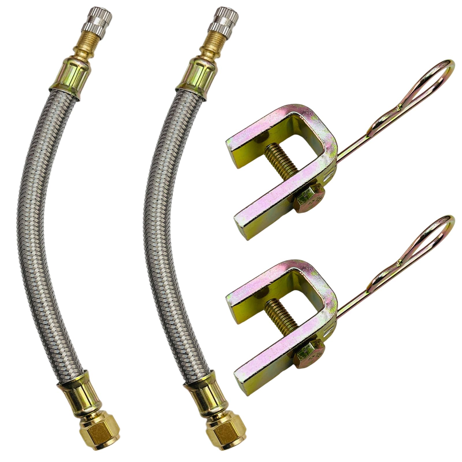 Dual Tire Valve Stem Extensions – 10" Braided 304 Stainless Steel For RV & Trailer (2-Piece Set)