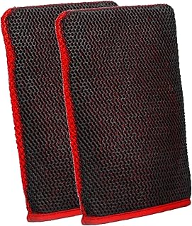 2 Pcs Fine Grade Synthetic Clay Mitt for Car Detailing, Premium Clay Infused Auto Detailing Glove Designed to Remove Dirt, Grime, Iron and Surface Contaminants From Paint, Glass, for a flawless finish
