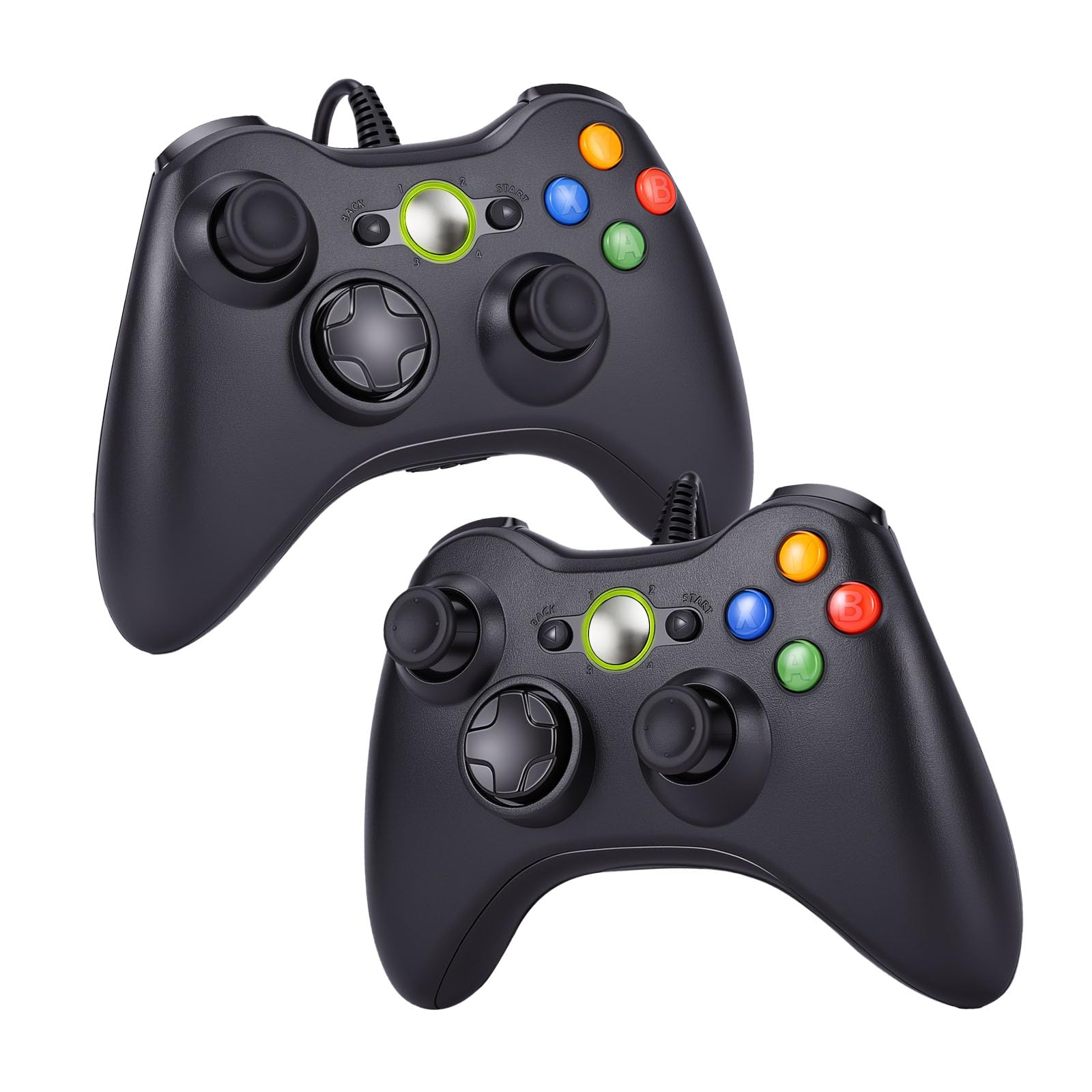 Vexnaro 2 per Controller Compatibile con Xbox 360 Confezione, Joystick Ergonomico und Dual Vibration, Controllo Preciso, Gamepad USB con Cavo, Compatibile con Windows XP/7/8/10