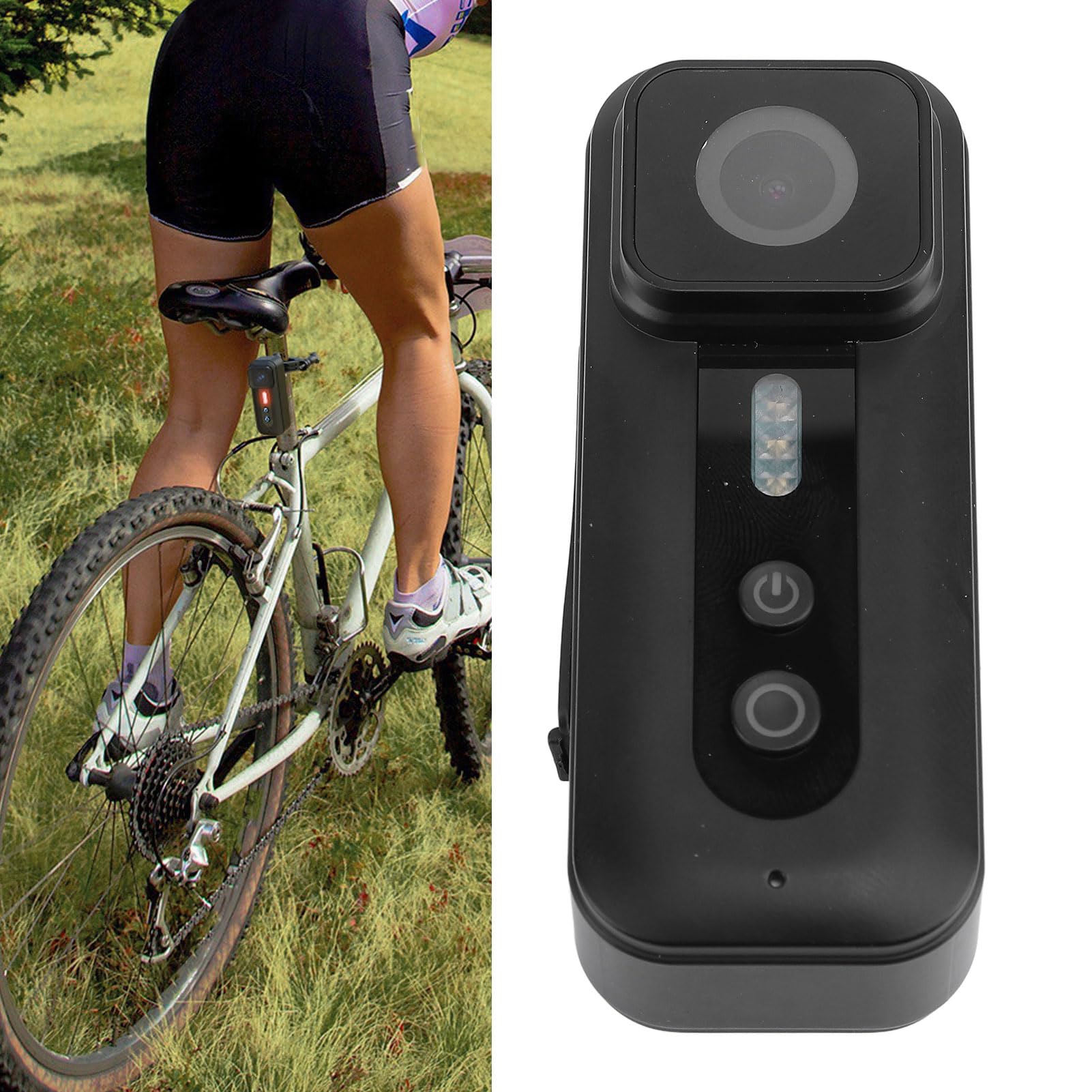 Kamera na kierownicę, Obiektyw Szerokokątny 120°, Wideo HD 1080P, Kamera Rowerowa do Motocykli, Kaski, Wodoodporna Kamera Sportowa ABS do Jazdy na Rowerze i na świeżym Powietrzu