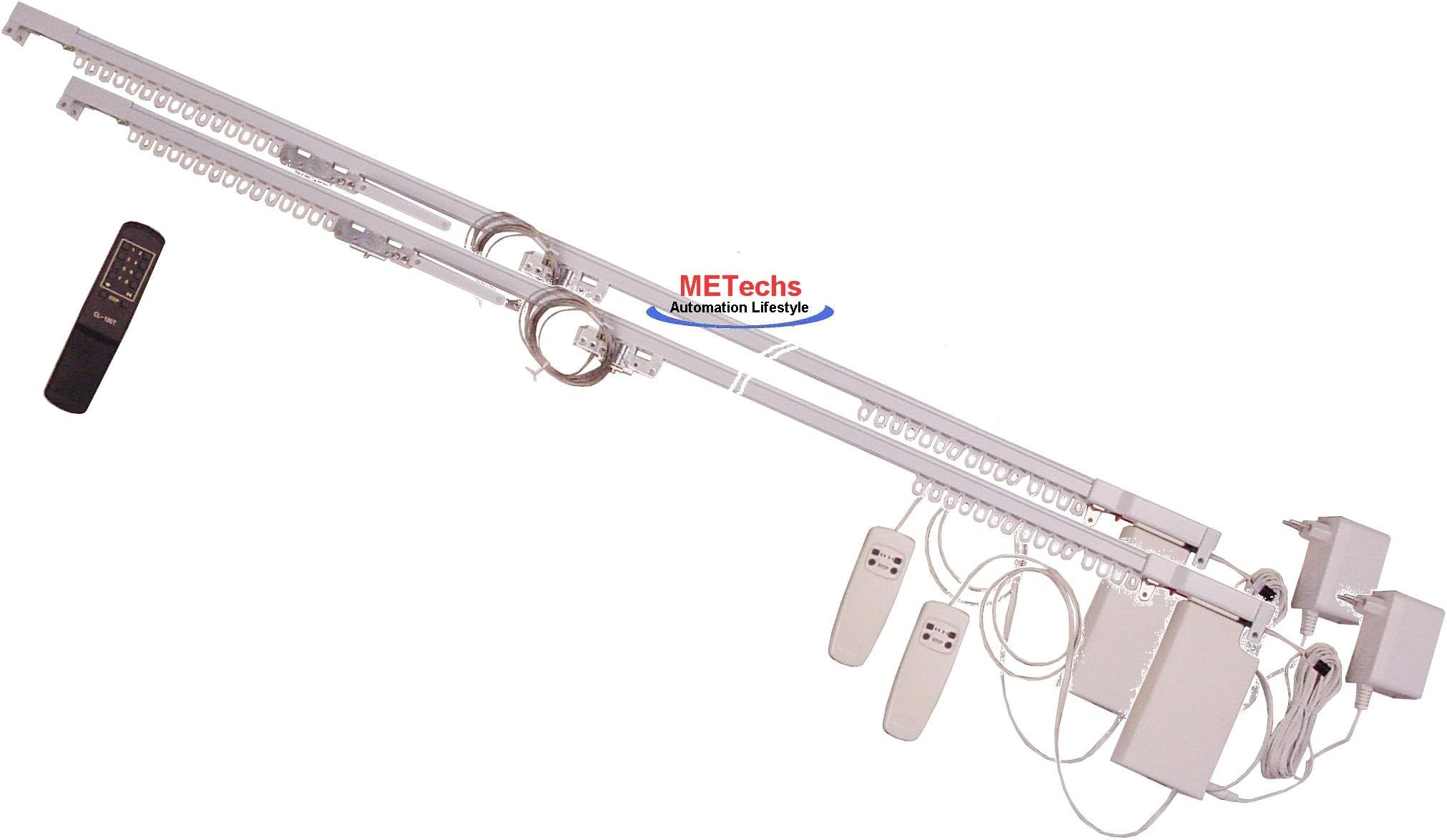 Remote Control Motorized Double Drapery Curtain Track Set – Aluminum – 20 to 122 inch