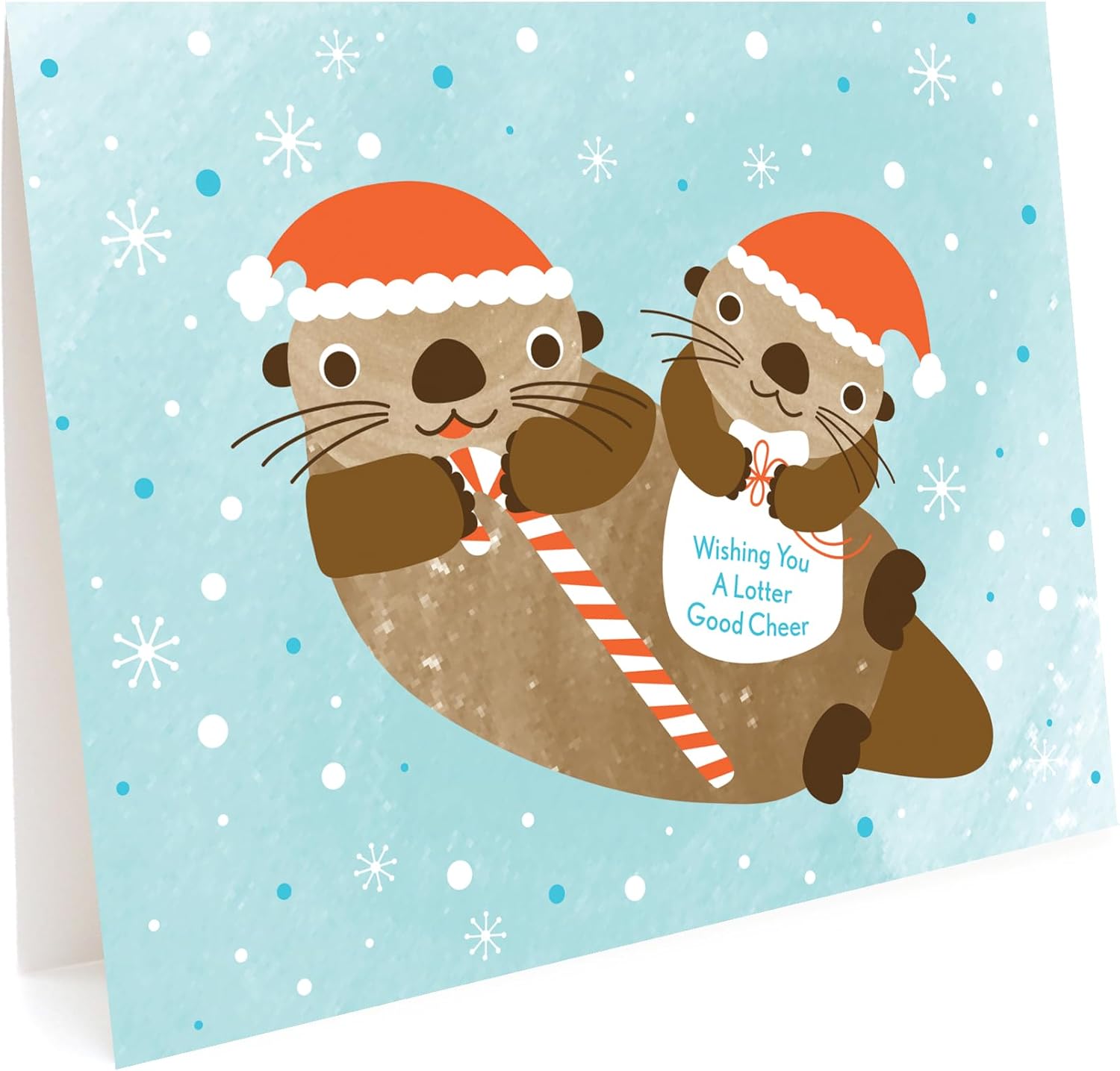 Lotter Otter Holiday Cards, Box of 10 – Cute Illustrated Otters with Santa Hats – Eco-Friendly Christmas Cards – Premium Paper, Blank Inside, Envelopes Included – Made in USA Small Business