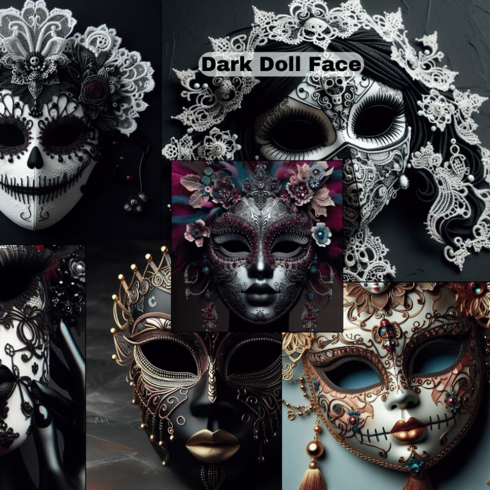 Masque gothique Dark Doll Face de poupée noire pour femme et cosplay