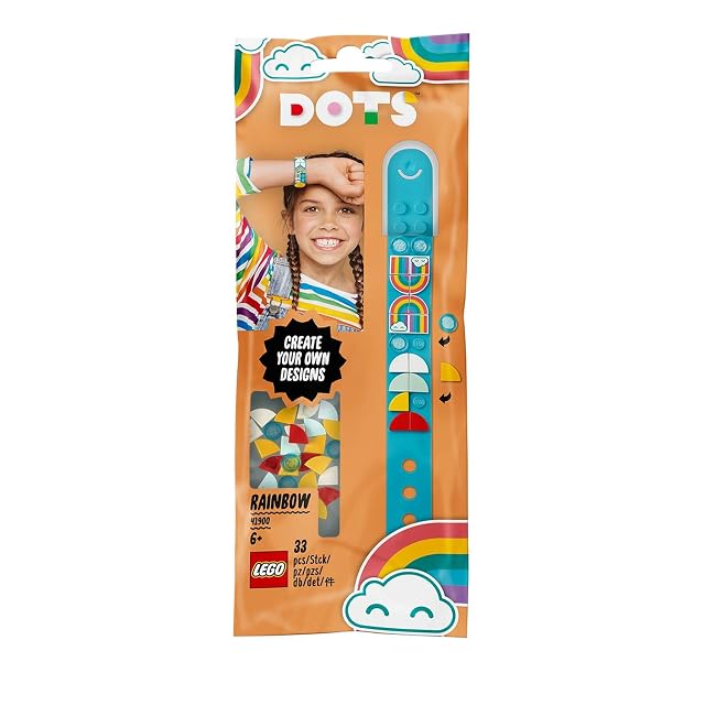 Foto 3 de 8 de LEGO DOTS - Pulsera arcoíris, brazalete de color azul personalizable con piezas decorativas multicolor…