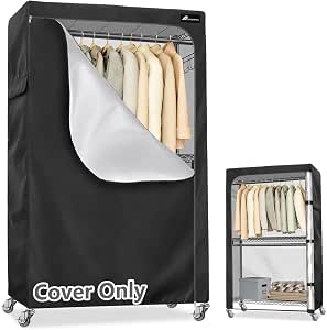 Garment Rack Cover, Heavy Duty 600D Waterproof Dustproof Clothing Rack Cover with Zipper