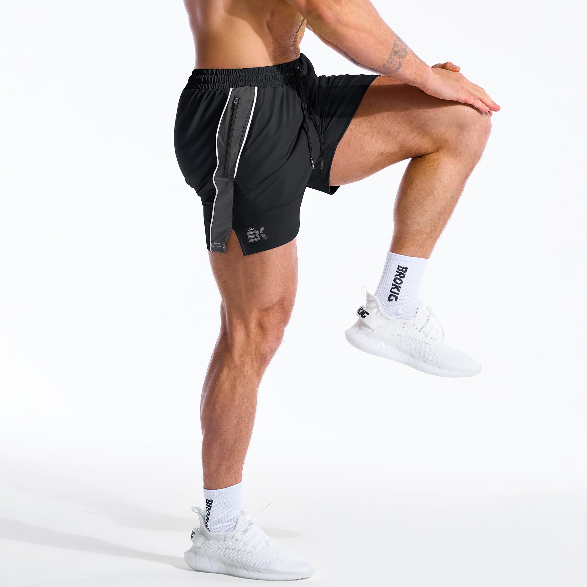 ZENWILL DRI-Armor Pantalones Cortos Hombre Deporte Cremallera Running Gym Secado Rápido