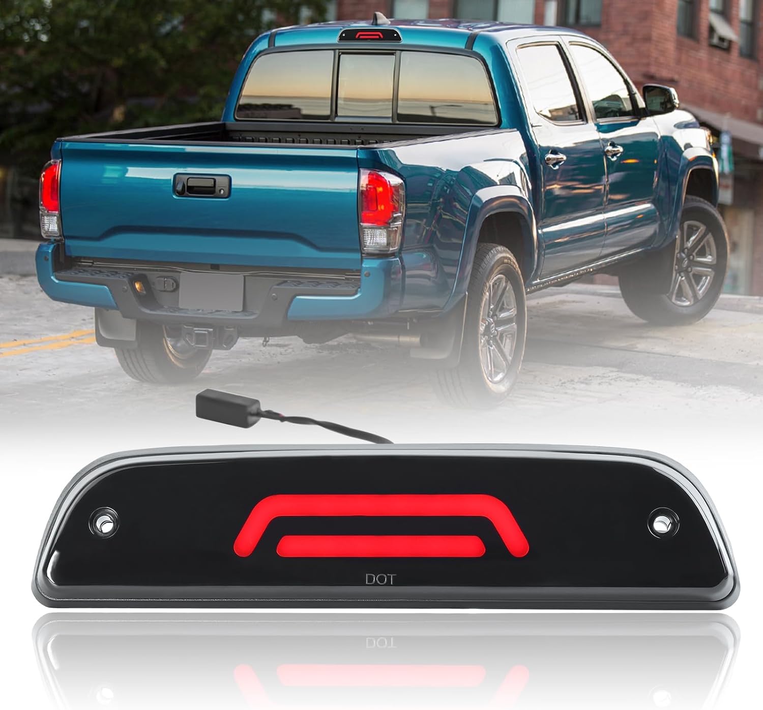 AUTOXBERT Third 3rd Brake Light for 1995-2015 Toyota Tacoma Waterproof LED High Mount Stop LED Third Brake Light, Smoked Lens