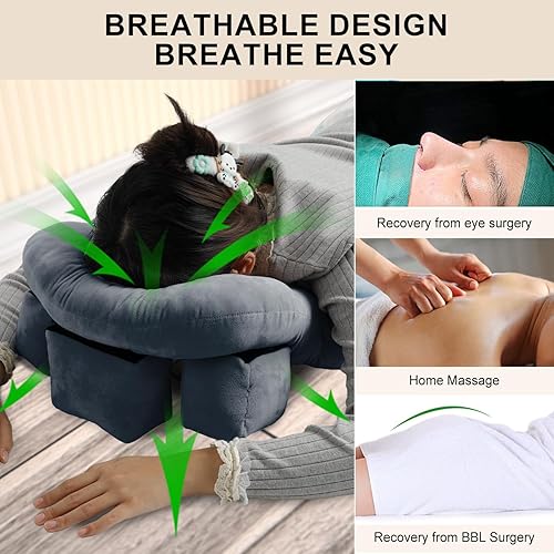 Miniatura 4 de Almohada boca abajo para dormir almohada boca abajo ajustable en altura después de una cirugía ocular, almohada boca abajo para masaje, almohada