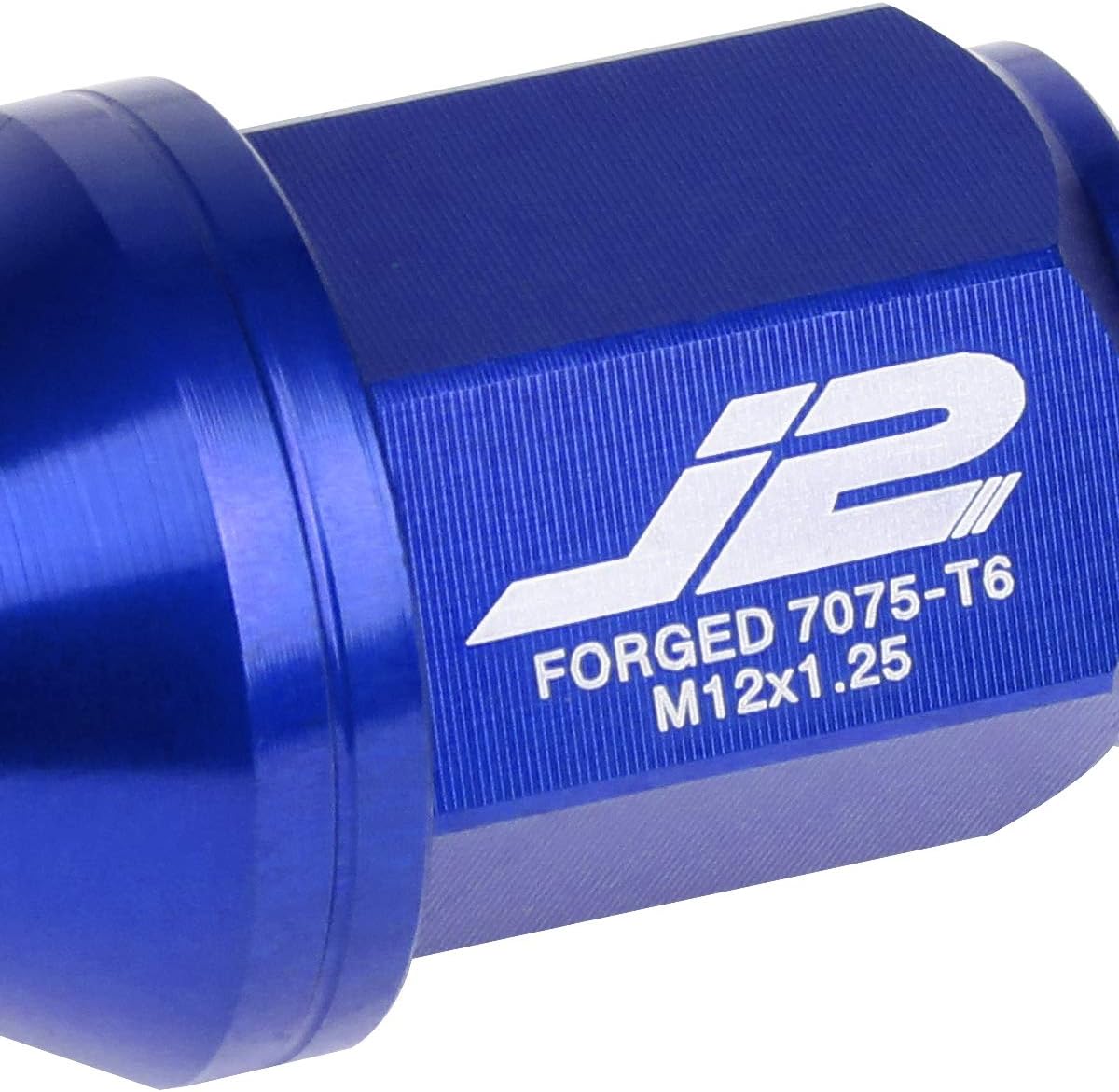 J2 Engineering LN-T7-024-125-BL 20Pcs M12 x 1.25 7075-T6 Aluminum 35mm Close-End Lug Nut w/Socket Adapter (Blue)