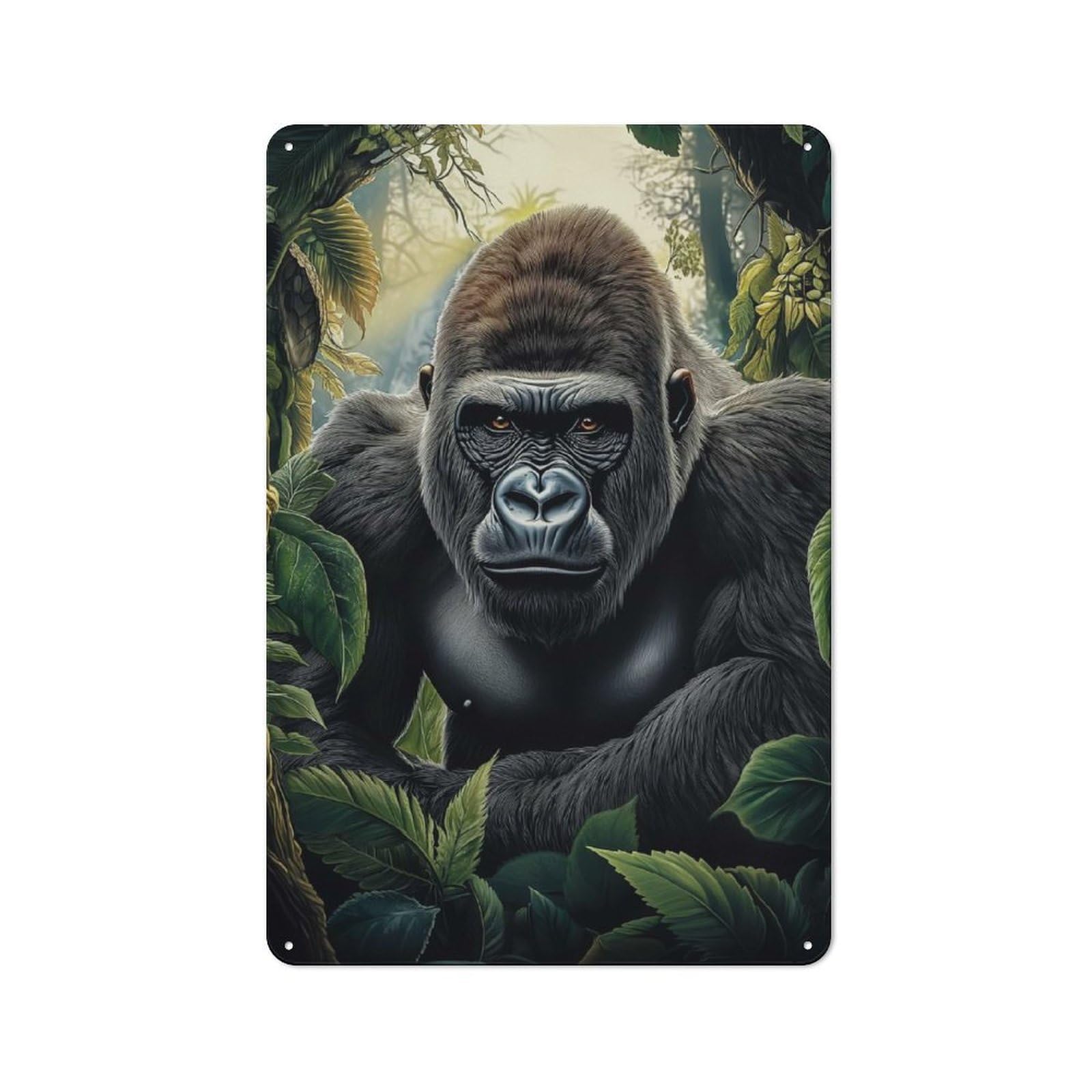 Junmoney Gorilla In Jungle Retro Tin Sign 30X20cm For Guest Room Or Hallway, For Kitchen, Dining Room And Home Bar Wall Decor