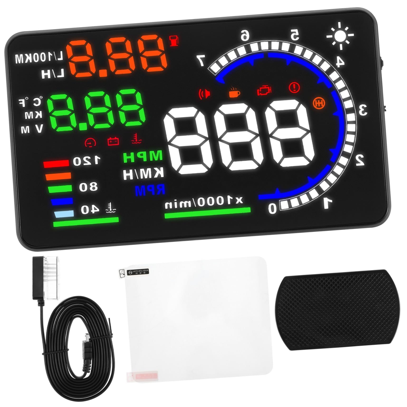 Display Auto Head-up con Proiezione Regolabile Schermo Riflettente Portatile per Velocità Promemoria Sicurezza per Viaggi Lunghi Tragitti Urbani e Guida Notturna