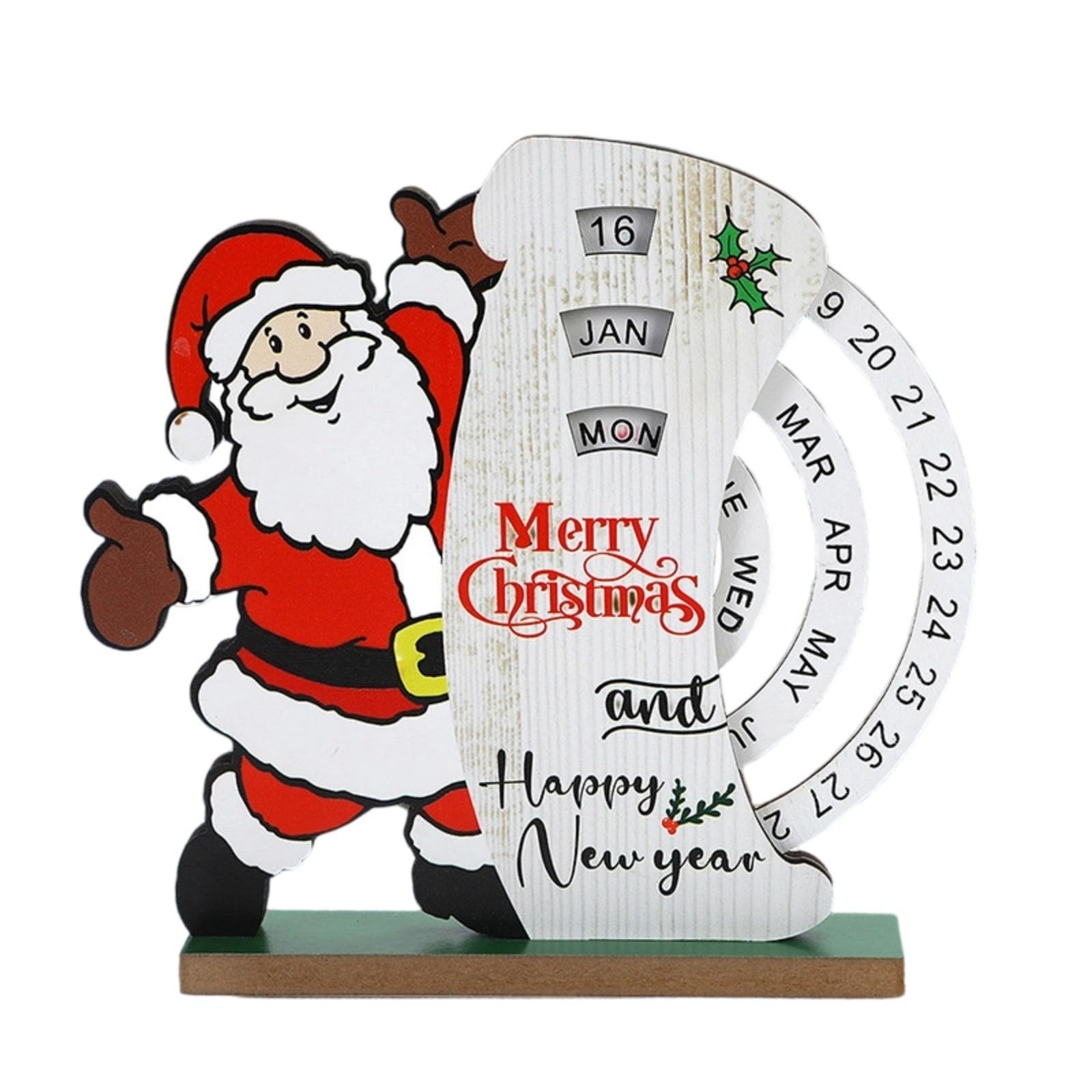 Elnwnnkc Wooden Christmas Advent Calendar Wood Countdown Calendar with Adjustable Dates Week Month for Festival Celebration Wooden Advent