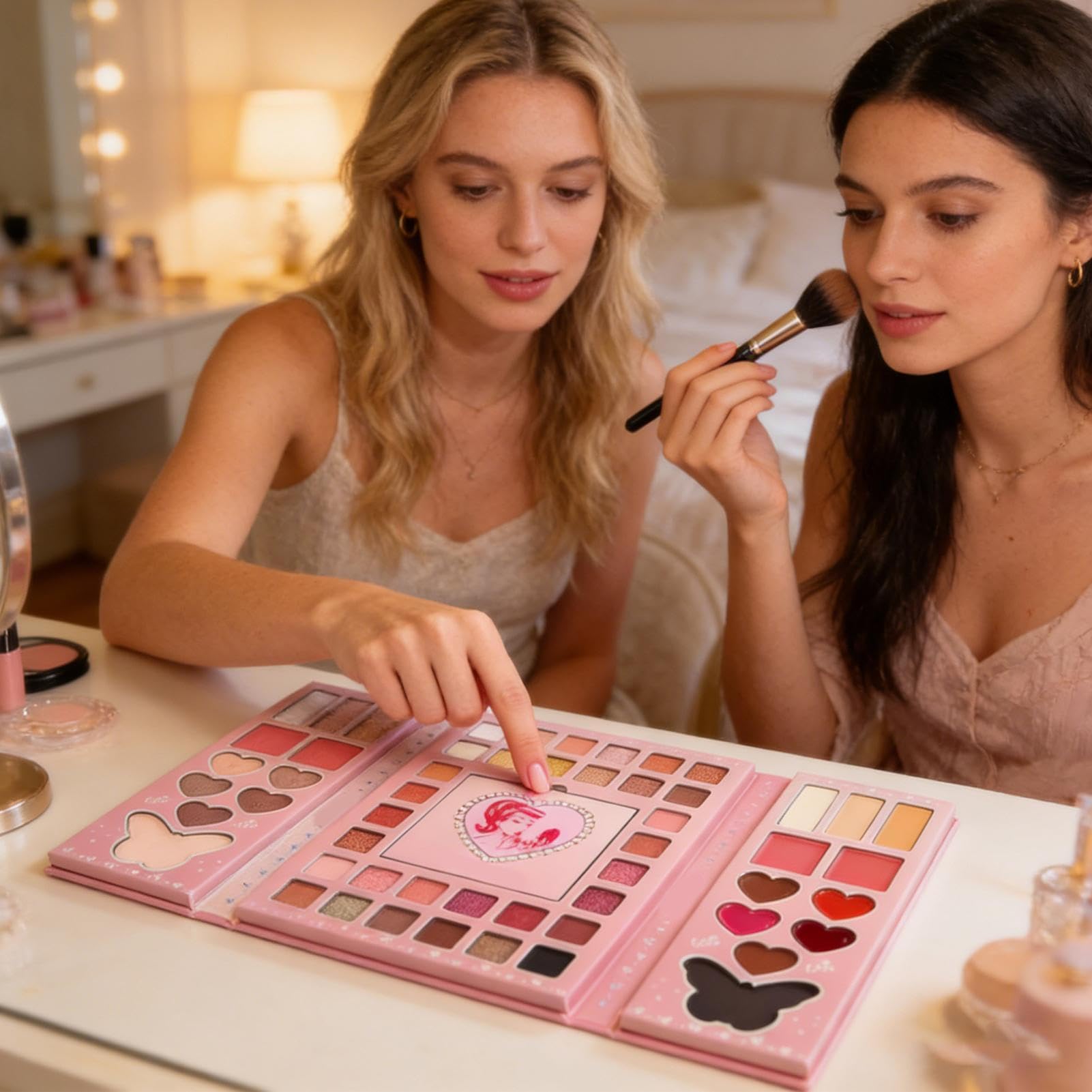 Trucco,32 Colori Cosmesi a Tenuta Prolungata - Ombretti in Tonalità Nude,Per Trucco Giornaliero Serata e Viaggi Per Donne Ragazze e Principianti
