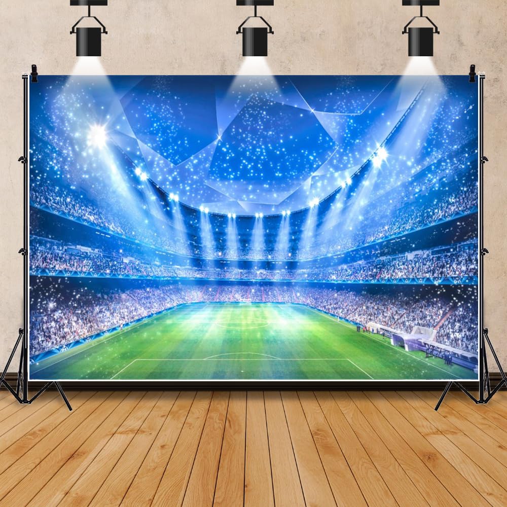Campo di calcio Sfondo Stadio Competizione Calcio Fan Night Spotlight Sfondo Ragazzi Uomini Decorazioni Festa di Compleanno Partita di Calcio Banner Fotografia Sfondo Studio Puntelli 3x2 m