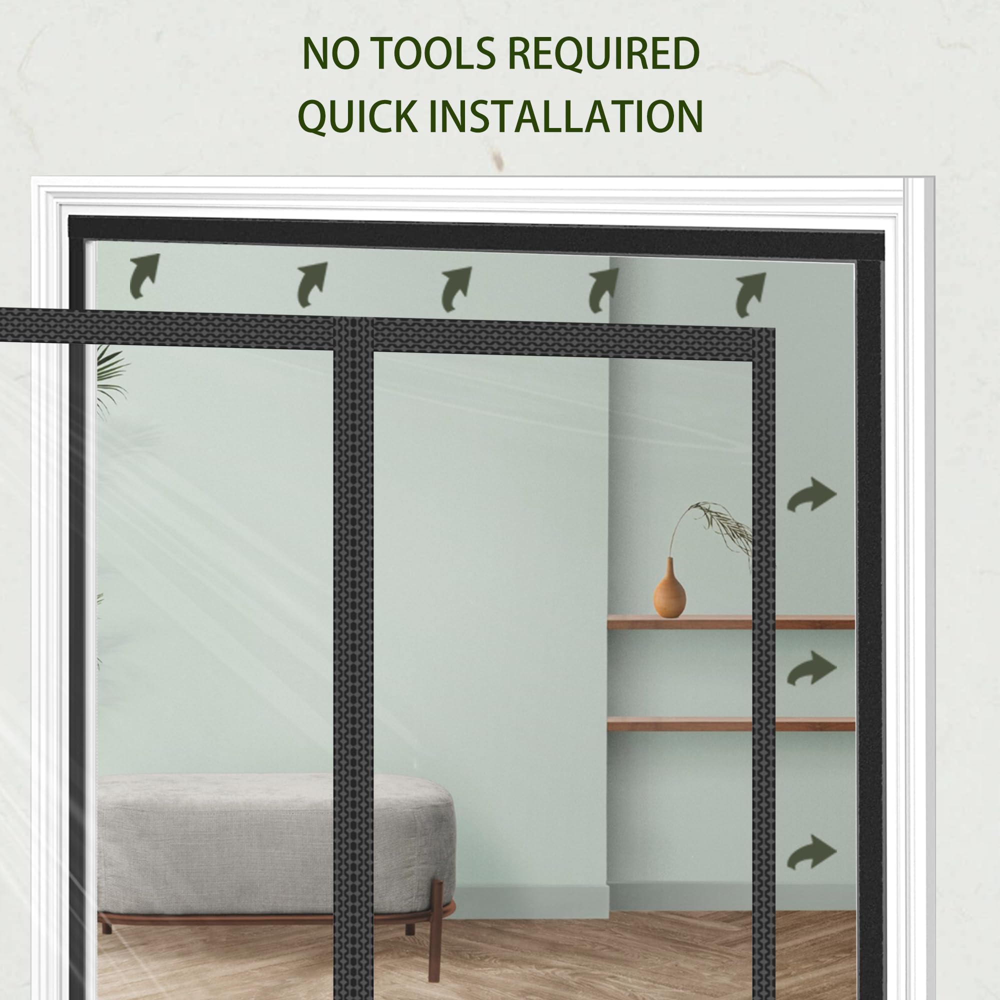 Tenda Magnetica Isolante Termica 135 x 277 cm Impermeabile Contro Freddo Isolamento Termico Tenda Eva Traslucido Antipolvere per Porte Finestra D'Ingresso Cucina Soggiorno, Bianco