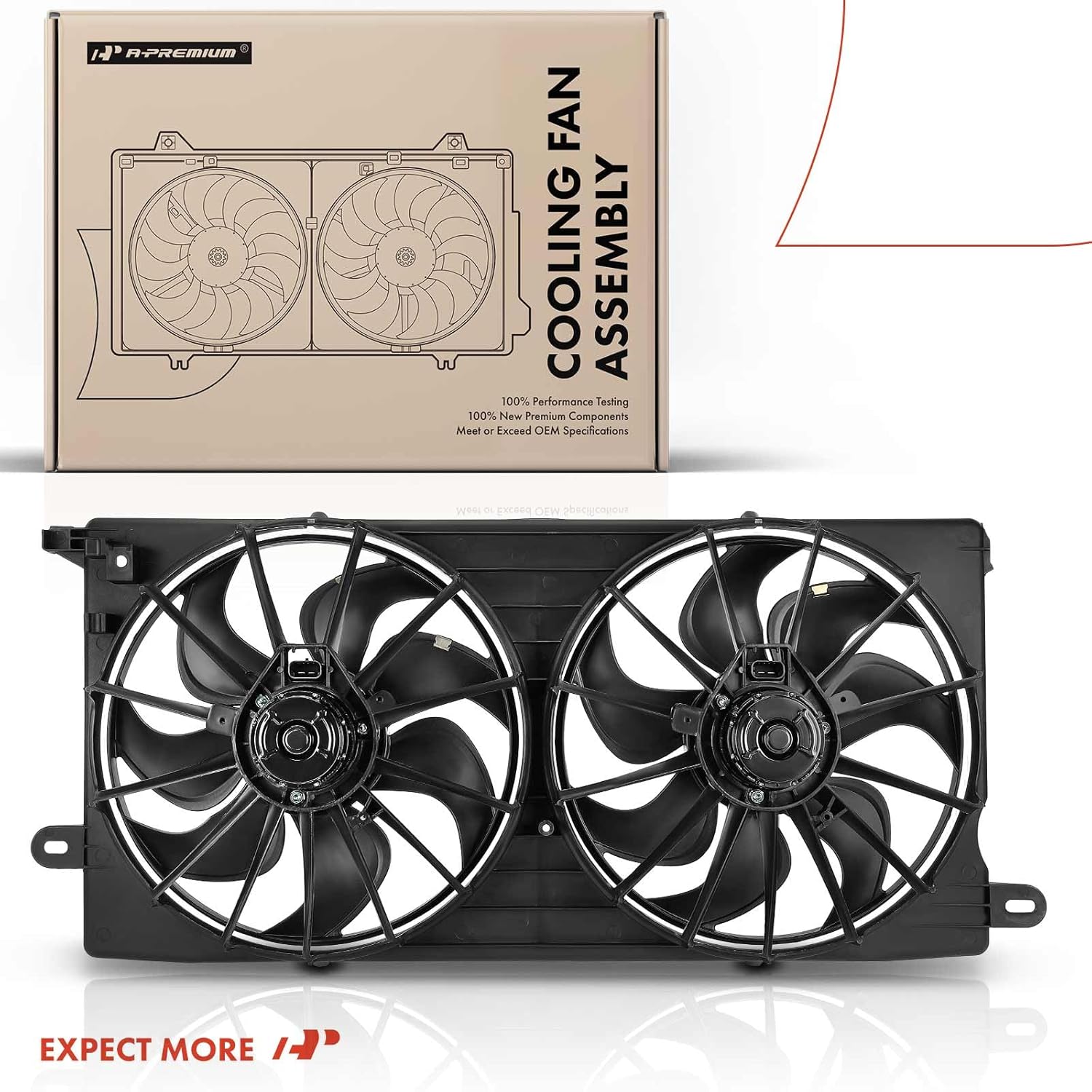A-Premium Engine Radiator Cooling Fan Assembly Compatible with Select Buick & Pontiac Models - LeSabre2000-2005, Bonneville 2000-2005, 3.8L - Replace# 12487606, 88892898