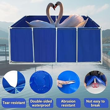 Aquaculture Water Tank Cistern,Large Pool Pond,Canvas Fish Pond With Support, Temporary Holding Viewing Koi Fish Portable Pond,Water Storage Pool Black(1×1×0.8m)