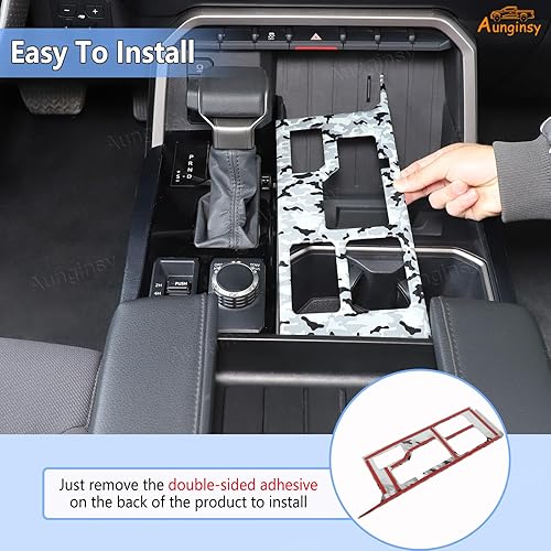 Vista 145 de Aunginsy Cubierta de panel de palanca de cambios de control central, compatible con Toyota Tundra/Sequoia 2022-2024, consola de palanca de cambios