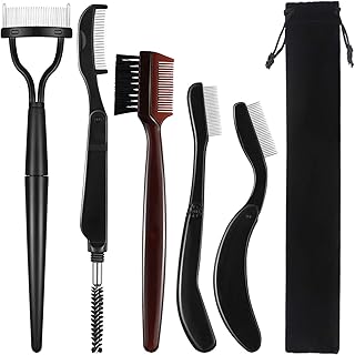5 Pieces Folding Eyebrow Comb Stainless Steel Grooming Brush and Eyelash Separator Mascara Applicator with Storage Bag for...