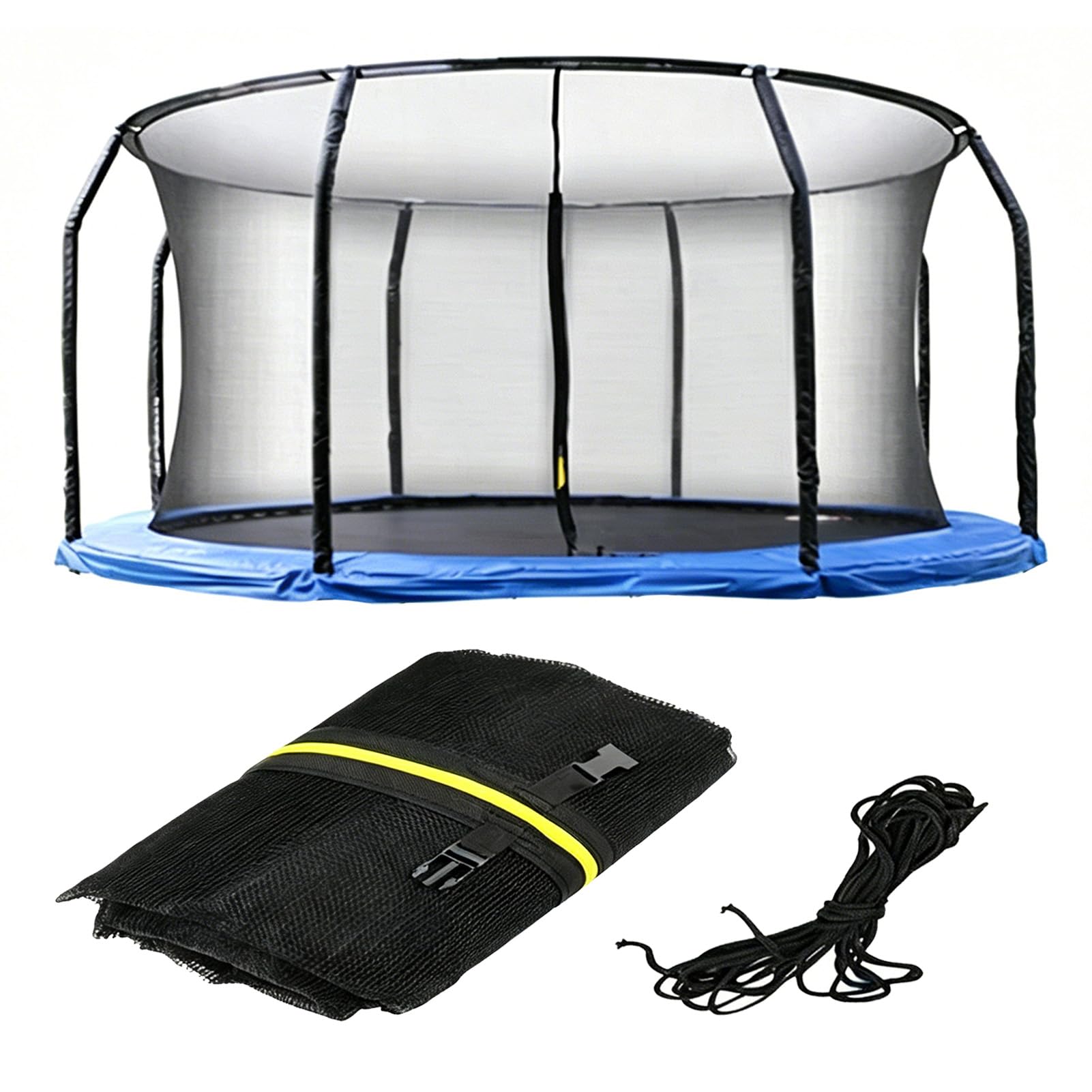 Wuvnycl Trampoline Safety Net, 8/10/12/14/16FT Garden Top Ring Trampoline Replacement Net Enclosure, Kids Protective Fences Black, 12Ft 8 Poles