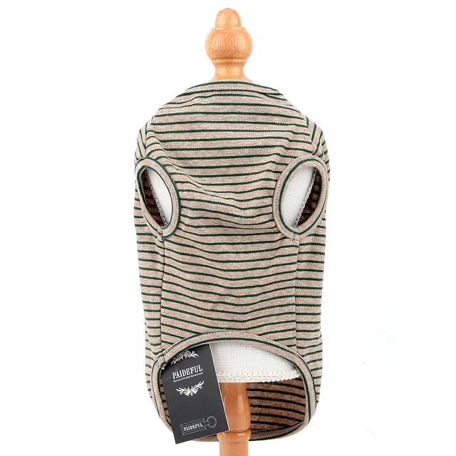 Foto 7 de 8 de PAIDEFUL Camiseta de algodón suave para perros pequeños británicos, a rayas, chaleco de gato