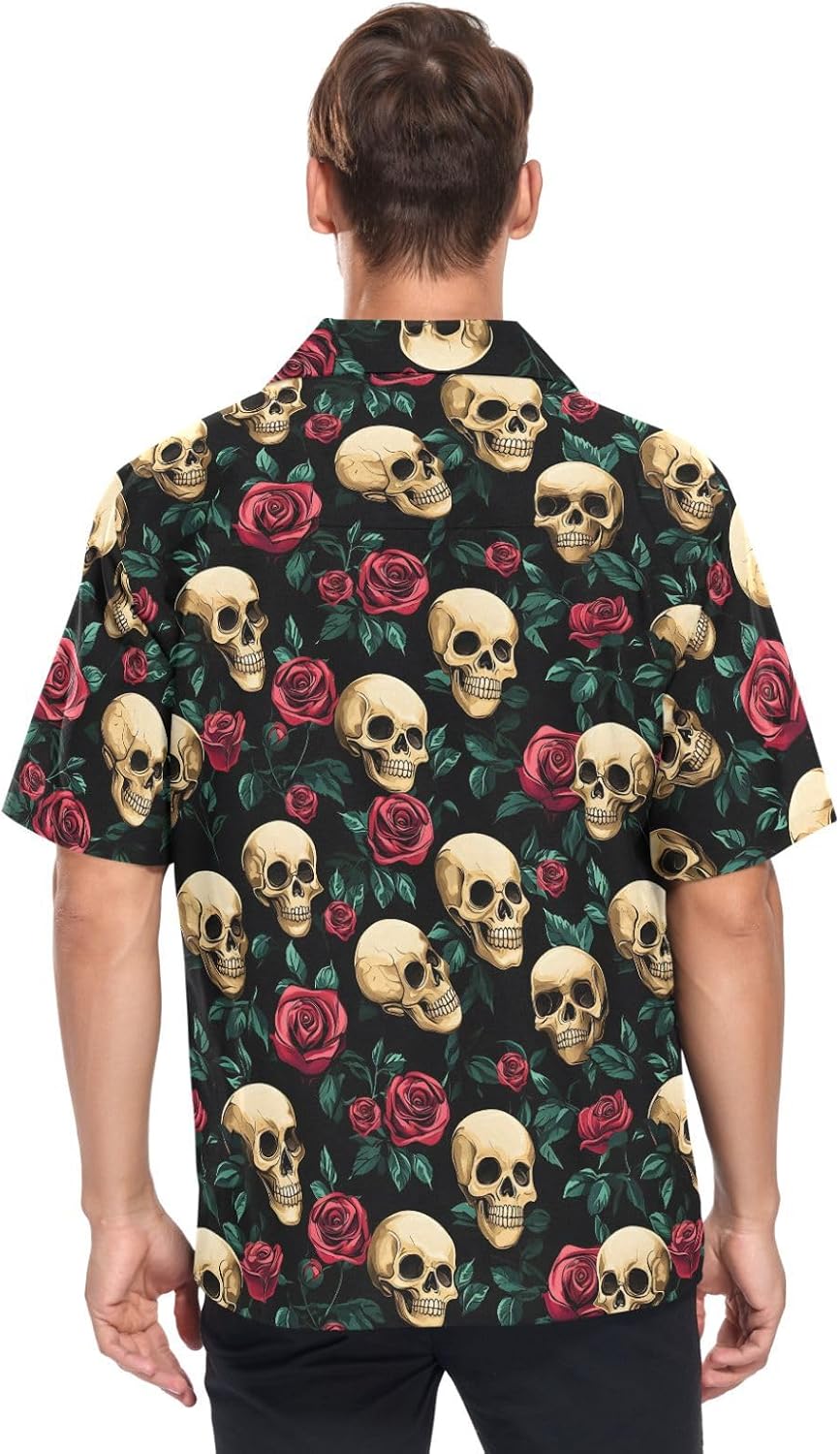 MNSRUU Men's Casual Shirt Hawaiian Short Sleeve Button Down Loose Hawaiian Beach Shirts, Summer Tropical Shirt