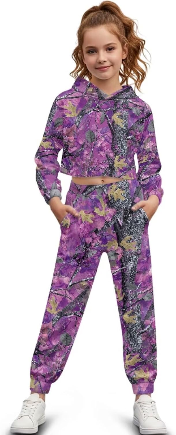 Girls Hoodie Tracksuits Size 4-13 Soft Hoodies Sweatshirts and Sweatpants Kids Tracksuits Warm Fall Winter Clothing