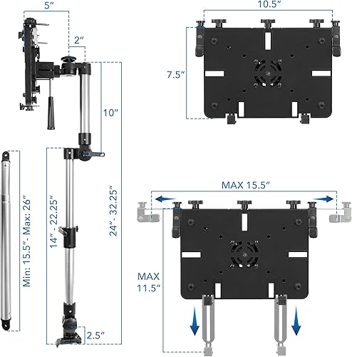 Miniatura 6 de Mount-It! Soporte para laptop de automóvil para vehículos comerciales y de uso personal | Soporte resistente para vehículos sin taladro, para