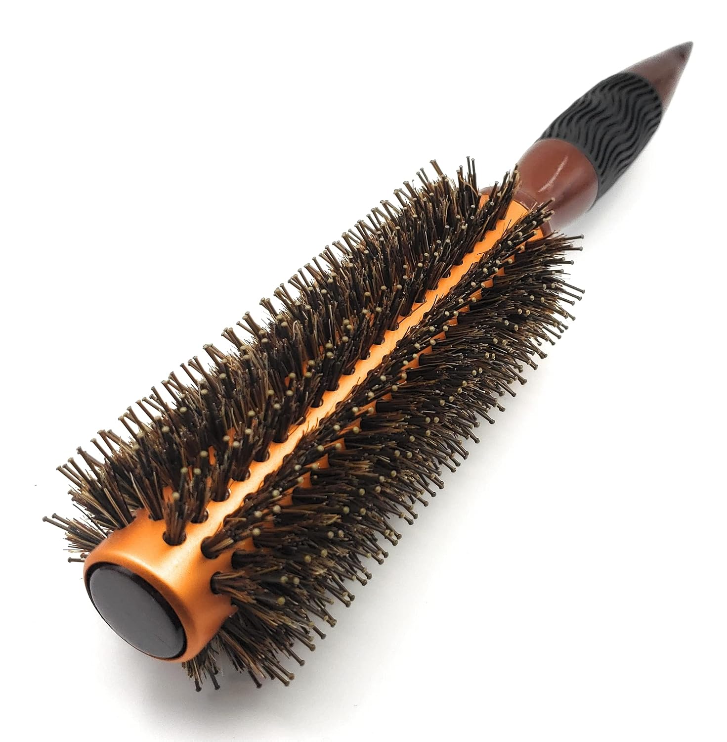 Lado Pro Long Gold Barrel Double Nylon & Boar Bristle Round Wood Hair Brush (Large, 2 1/4 inch)