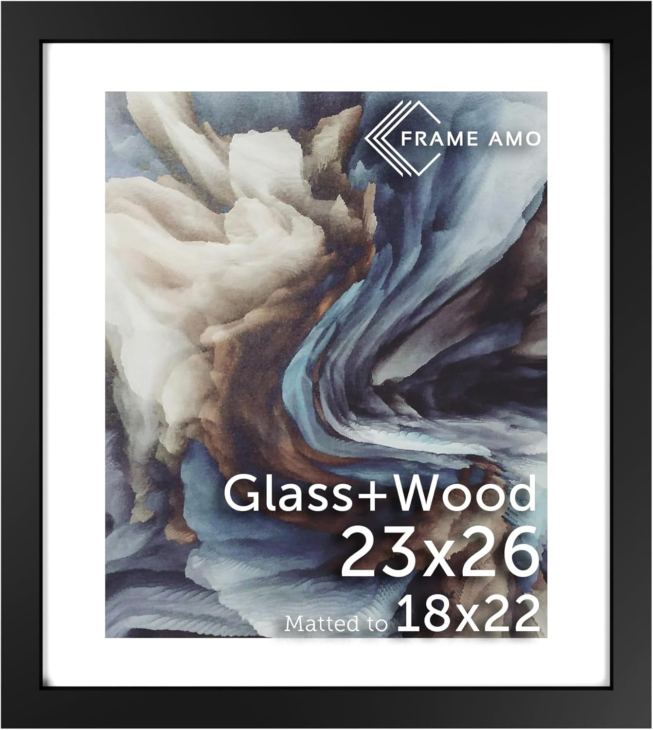 Frame Amo 23x26 Black Wood Frame with Glass