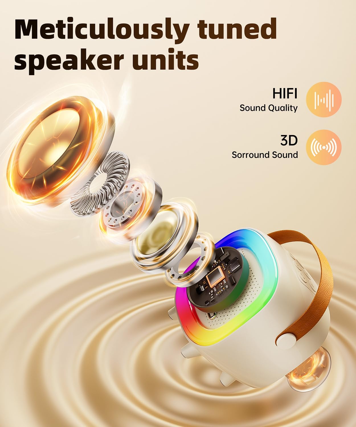 Mini Karaoke Machine Speaker for Kids Adults, Portable Bluetooth with 1 Wireless Microphones, Children's Day Birthday Gift Ideas for Toys for Teens Boys and Girls Aged 4, 5, 6, 7, 8, 9, 10, 11, 12+ - Image 3