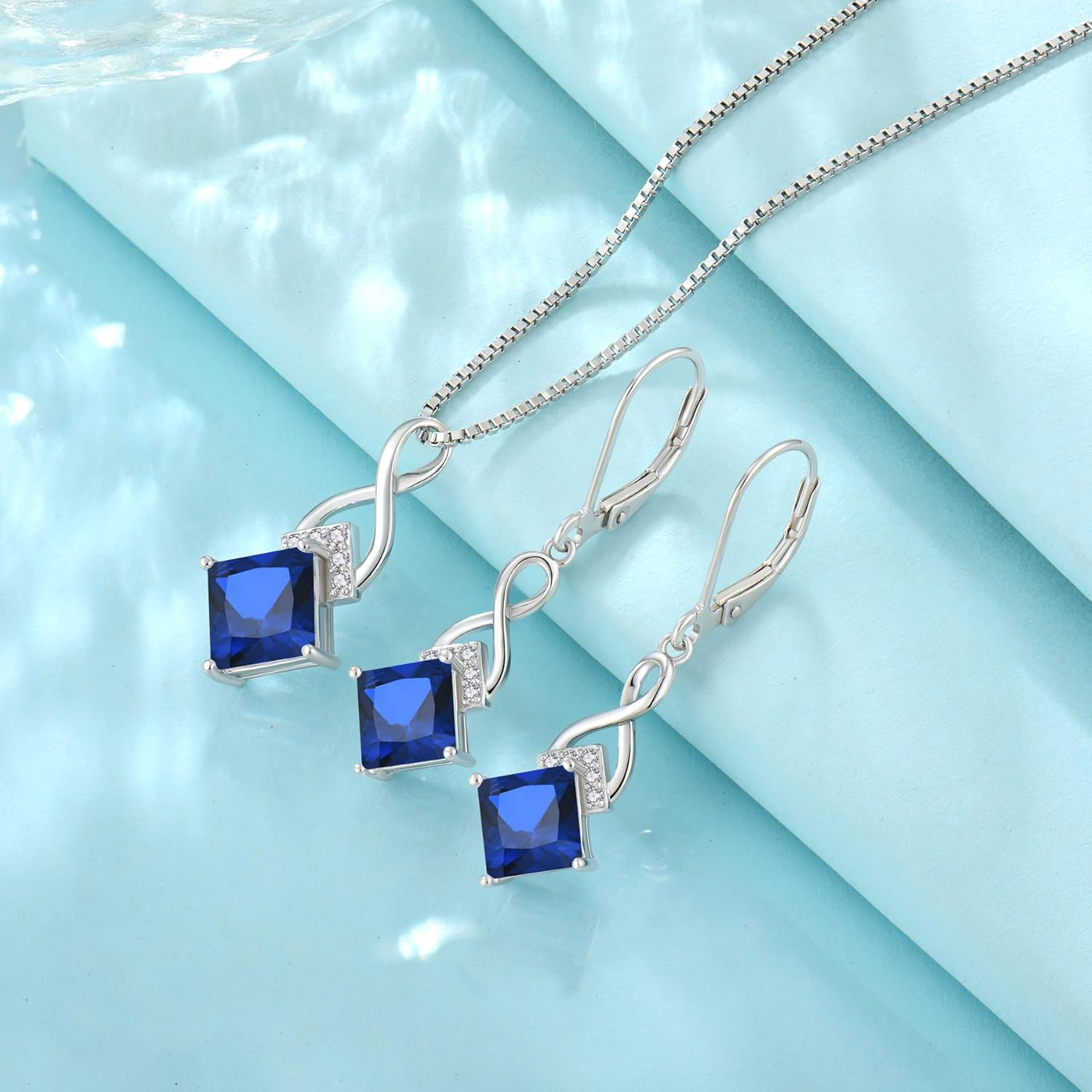 Infinity Dangle Drop Earrings 925 Sterling Silver Leverback Earrings Birthstone Jewelry for Women - Image 6