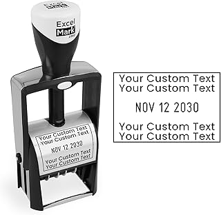 ExcelMark Heavy Duty Self-Inking Date Stamp (Black, Custom)