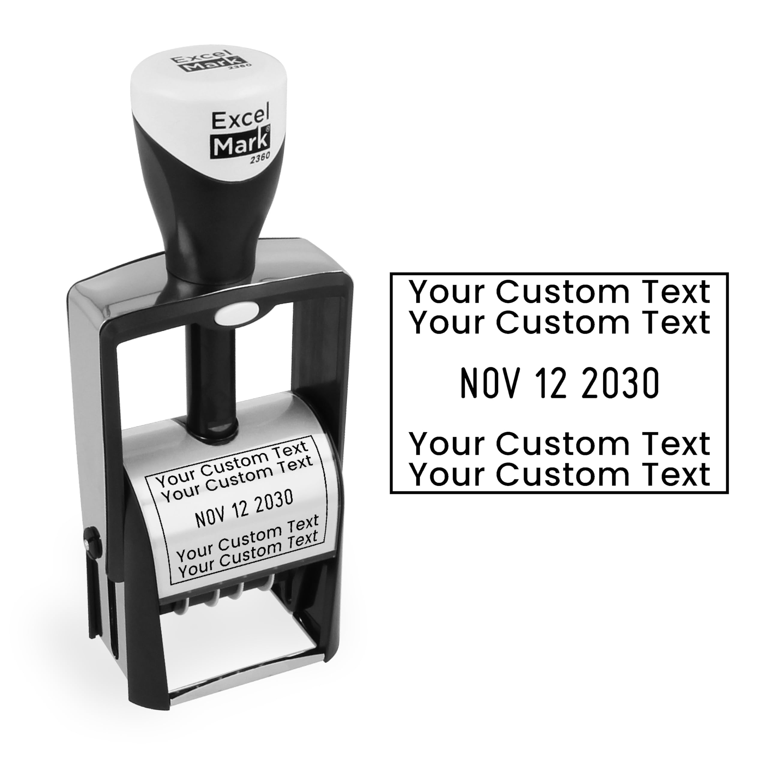 ExcelMark Heavy Duty Self-Inking Date Stamp (Black, Custom)