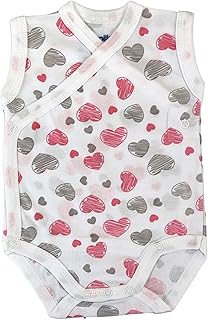 Papillon Cotton Sleeveless Bodysuit Underwear Printed Hearts For Girls-White, 0 Months