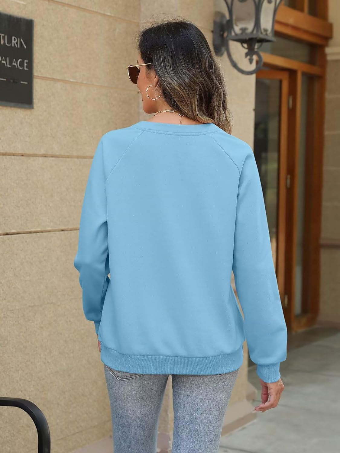 EADINVE Womens V Neck Sweatshirts with Pockets Fleece Pullover Casual Loose Fit Long Sleeve Tops Fall Clothes 2025 - Image 6