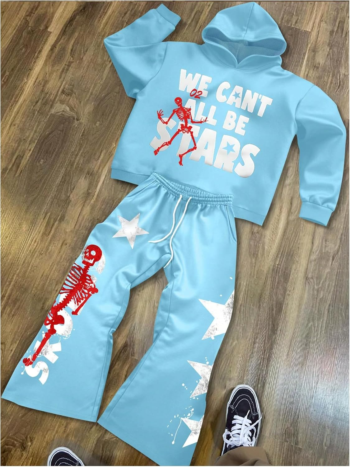 Men's 2 Piece Sweatsuit Long Sleeve Graphic Hoodies and Designer Stacked Sweatpants Jogging Suit - Image 5