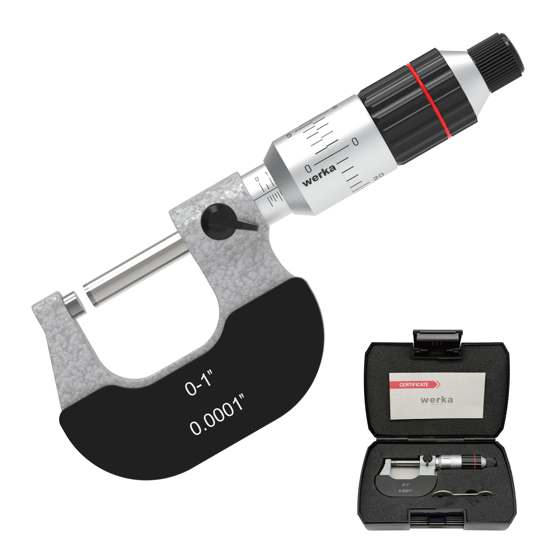 SOHNVWTGD Professional Micrometer, Precision Measurement Tool, 0-1 Inch Range with 0.0001 Inch Accuracy, and Black