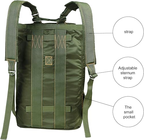 Miniatura 7 de Greencity AIR Force - Mochila de paracaídas con hebillas de paracaídas, bolsa de equipamiento de vuelo, mochila táctica, bolsa de despliegue, Verde,