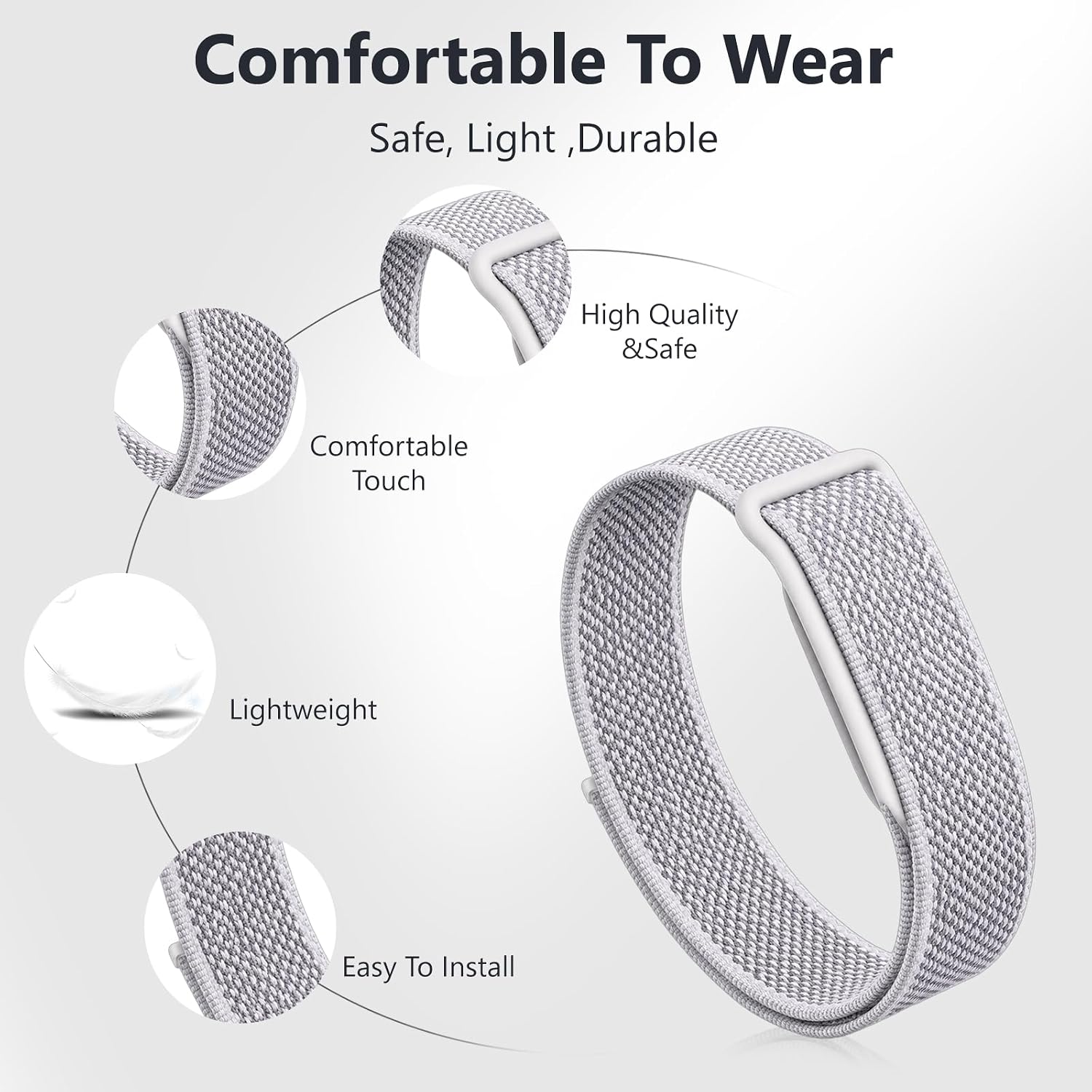 Nylon Band Compatible with Google Fitbit Air, Breathable Woven Replacement Watch Band, Adjustable Hook and Loop Sport Wristband, Fitness and Daily Wear image 2